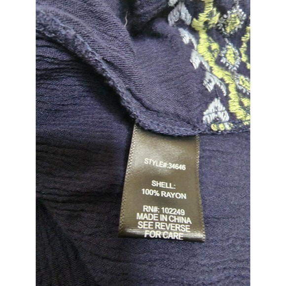 Skies‎ Are Blue Navy Blue Embroidered Shirt Size Medium - Picture 4 of 4